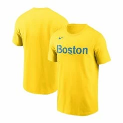 Wholesale 𧨠Nike Men's Gold Boston Red Sox 2021 City Connect Wordmark T-shirt π§¨