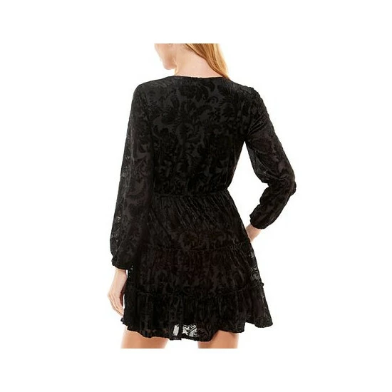 Budget βοΈ City Studios Juniors' Surplice Tiered π Dress Black π₯° - Image 2