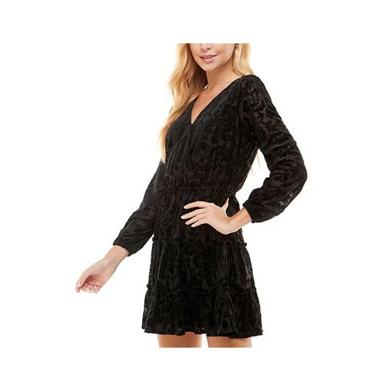 Budget βοΈ City Studios Juniors' Surplice Tiered π Dress Black π₯° - Image 3