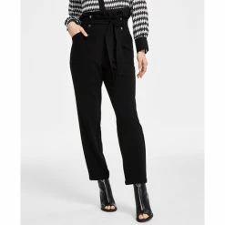 Best Pirce π Bar III π© Women's Textured Crepe Tie-Waist Pants, Created For Macy's Black β