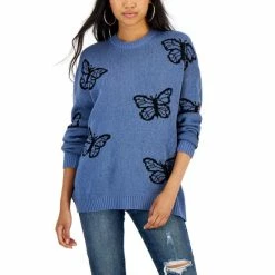 Coupon π Just Polly Juniors' Butterfly Crewneck Sweater Blue π