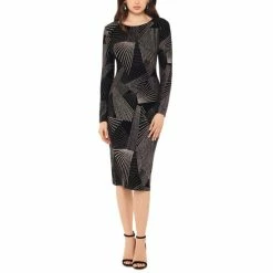 Budget 😉 Betsy & Adam Petite Printed Sheath 👗 Dress Black/gold 🌟