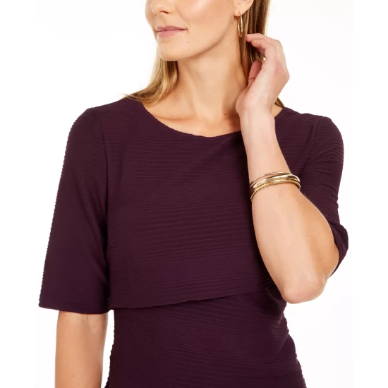 Buy π Connected Petite Textured Sheath π Dress Bordeaux β - Image 5