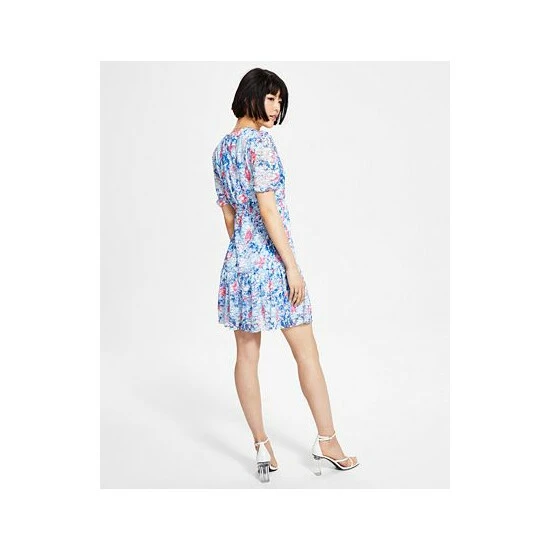 Best deal π₯° Bar III π© Women's Front-Cutout Tiered π Dress, Created For Macy's Air Blue Floral β€οΈ - Image 2