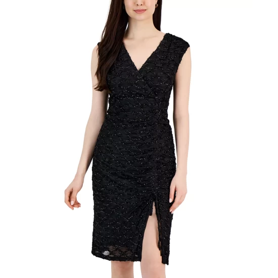 Deals π Connected Jacquard Cape Sleeve π Dress Black π