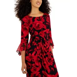 Hot Sale 😉 Connected 👩 Women's Printed Cap-Sleeve Sheath 👗 Dress Green ✔️