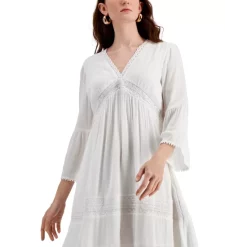 Promo 🤩 Connected 👩 Women's Floral Swiss-Dot Twist-Sleeve Sheath 👗 Dress Black 🔥