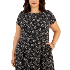 Brand new 😉 Connected Petite Round-Neck Pocket-Detail Sheath 👗 Dress Black ✔️