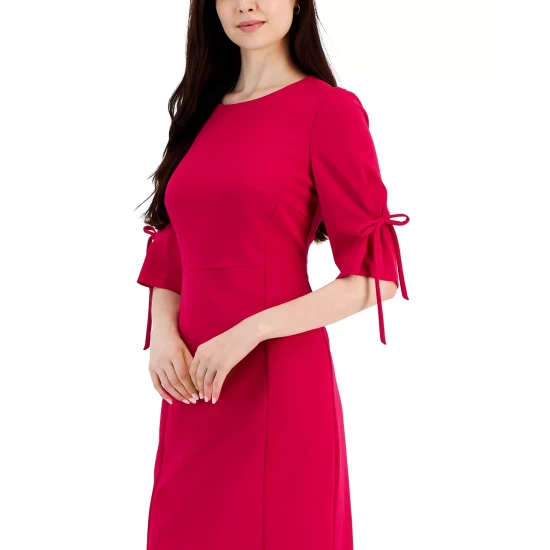Cheap 𧨠Connected π© Women's Scuba Crepe Elbow-Length-Tie-Sleeve Sheath π Dress Fuschia π₯° - Image 5