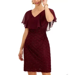 Wholesale 💯 Connected 👩 Women's Embellished Lace Short-Sleeve 👗 Dress Cabernet 🔔