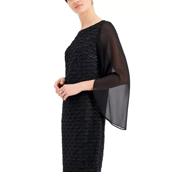 Deals π Connected Jacquard Cape Sleeve π Dress Black π - Image 5