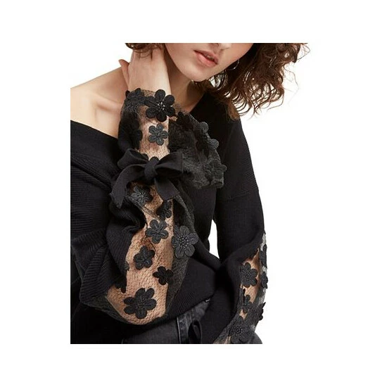Deals π― French Connection Cotton Lace Bell-Sleeve Top Black 𧨠- Image 3