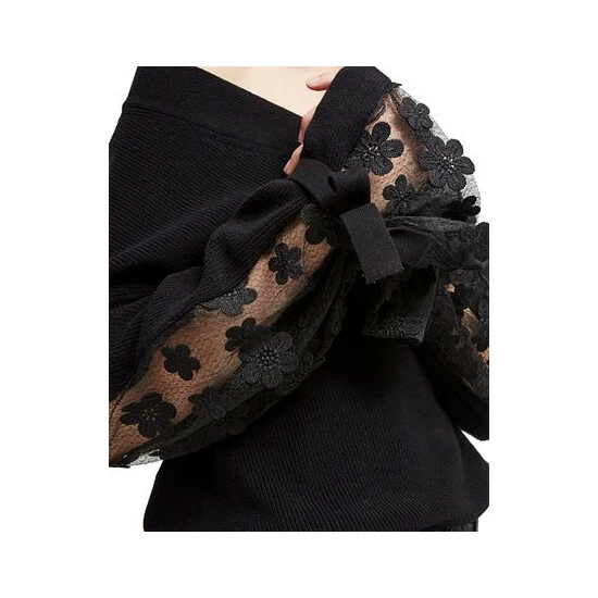 Deals π― French Connection Cotton Lace Bell-Sleeve Top Black 𧨠- Image 5
