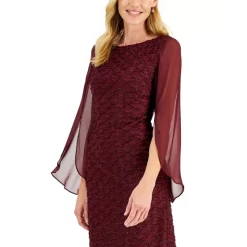 Deals 🌟 Connected 👩 Women's Round-Neck Tie-Waist Mixed-Media Sheath 👗 Dress Black 👍