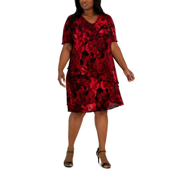 Coupon βοΈ Connected Plus Size Printed Asymmetrical-Tiered π Dress π₯°