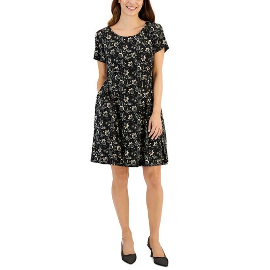 Top 10 π Connected Petite Printed Fit & Flare π Dress Black π