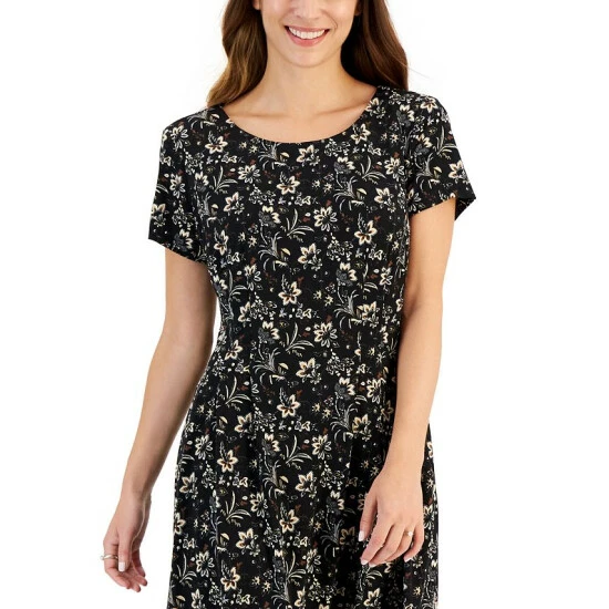 Top 10 π Connected Petite Printed Fit & Flare π Dress Black π - Image 4