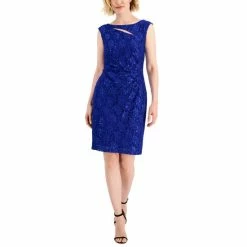 Cheapest 🧨 Connected Petite Cutout Lace Shimmer 👗 Dress Cobalt ✨