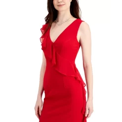 Flash Sale ⌛ Connected Petite Printed 3/4-Sleeve Side-Tab 👗 Dress Emerald 🎁