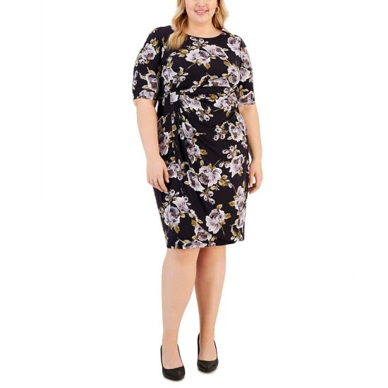Best reviews of π Connected Plus Size Printed Gathered Sheath π Dress Eggplant π