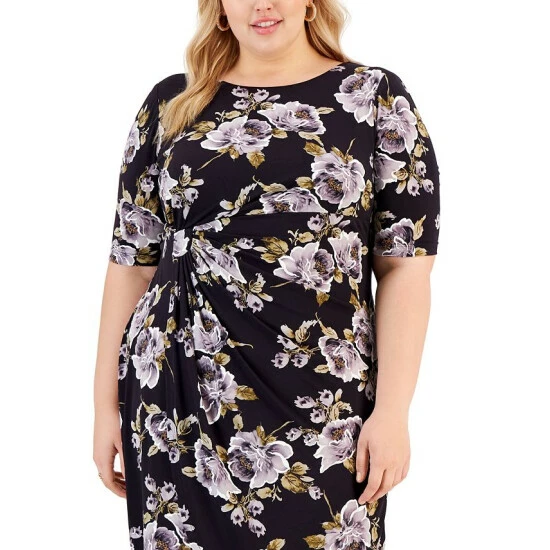 Best reviews of π Connected Plus Size Printed Gathered Sheath π Dress Eggplant π - Image 4