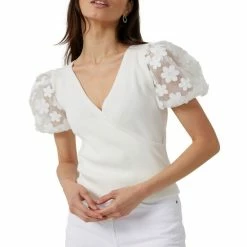 Brand new β¨ French Connection π© Womens' Lucille Lace-Sleeve Top Winter White π