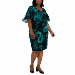 Deals ✨ Connected Plus Size Printed Popover Sheath 👗 Dress Emerald 🛒