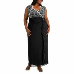 Best Sale 💯 Connected Plus Size Cutout Embellished Ruffle 👗 Dress Black/silk 🔔