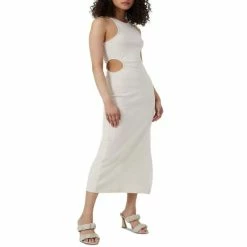 Best Pirce π French Connection π© Women's Rasha Ribbed Cutout Midi π Dress Ecru β¨