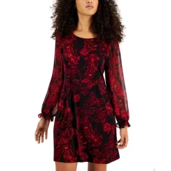 Discount π Connected π© Women's Printed Ruched Sheath π Dress Red β