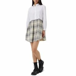 Promo π French Connection π© Women's Arla Long-Sleeve Flannel π Shirtdress Classic Cream Multi π