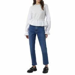 Wholesale 🌟 French Connection 👩 Women's Miranda Layered-Look Top Dove Gre Mel-lin Whi 🎉