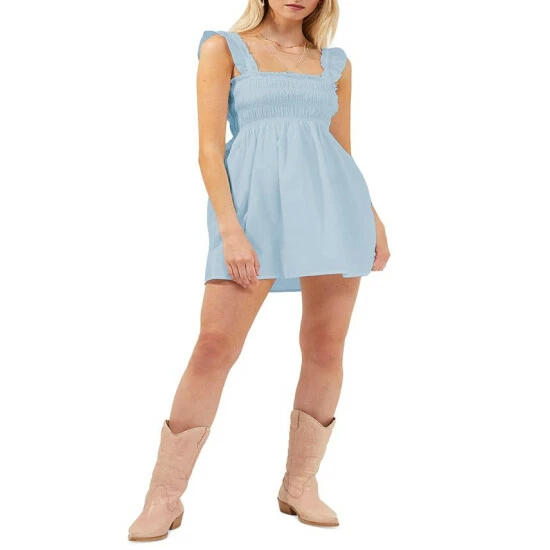 Outlet π French Connection π© Women's Isla Cotton Poplin Mini π Dress Forget Me Not β€οΈ