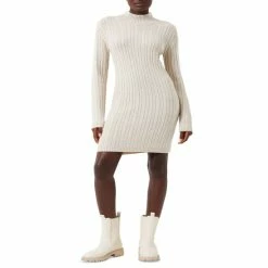 Best deal 𧨠French Connection π© Women's Cable-Knit Long-Sleeve π Dress Light Oatmeal Mel π